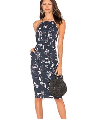 Airlie Isolla High Neck Magnolia Navy Dress
